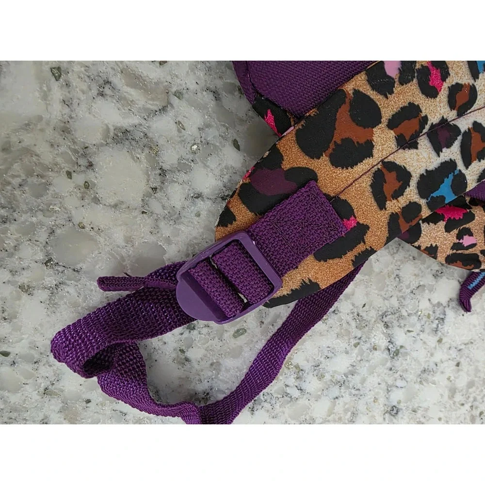 Girls Leopard Print Cat Backpack Teal Faux Fur Ears You're Purrfect 16